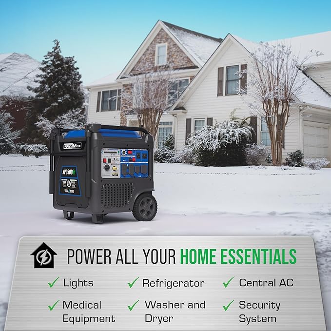 DuroMax XP9500iH 9,500-Watt Dual Fuel Portable Digital Inverter Generator - Gas & Propane, Remote