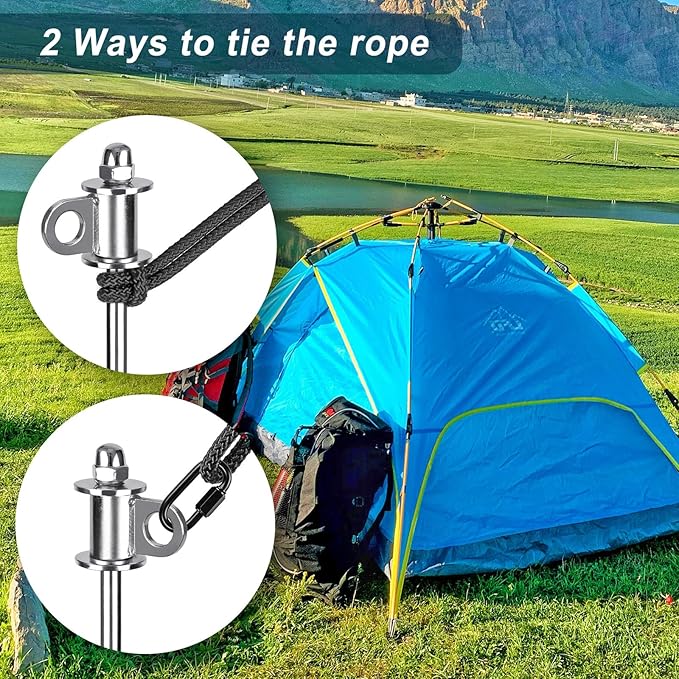 4 Pack Tent Stakes, 12 Inch Heavy Duty Ground Anchors, Full Welding, Easy to Screw in and Reusable