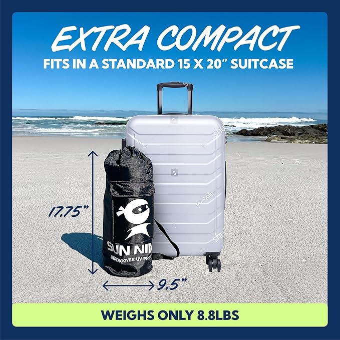 SUN NINJA Beach Tent Sun Shelter UPF50+ - Easy Pop Up Beach Canopy - Outdoor Shade for Camping