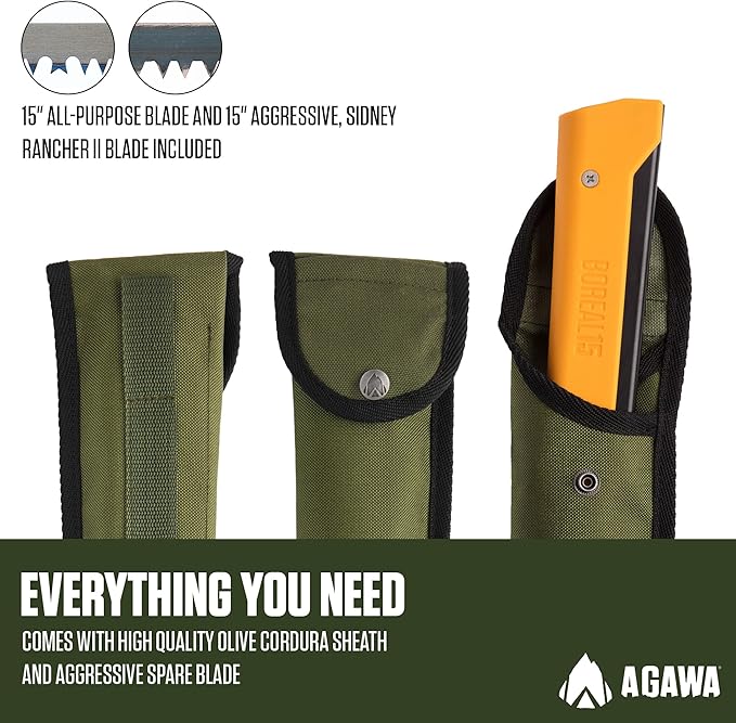 AGAWA - BOREAL15 Tripper Kit - Includes 15" Folding Saw, Nylon Carrying Case, 15" All-Purpose & 15"