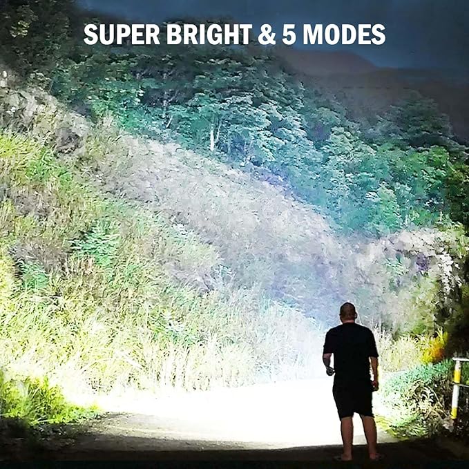 Led Flashlights High Lumens Rechargeable 2 Pack, 99000 Lumen Super Bright Fashlight with 5000ɱAh