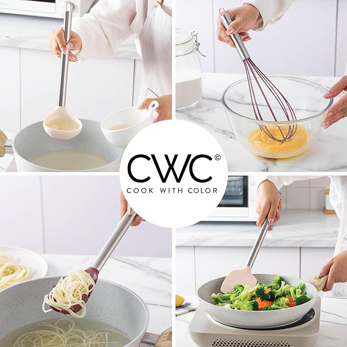 COOK WITH COLOR Silicone Cooking Utensils, Kitchen Utensil Set, Easy to Clean Silicone Kitchen