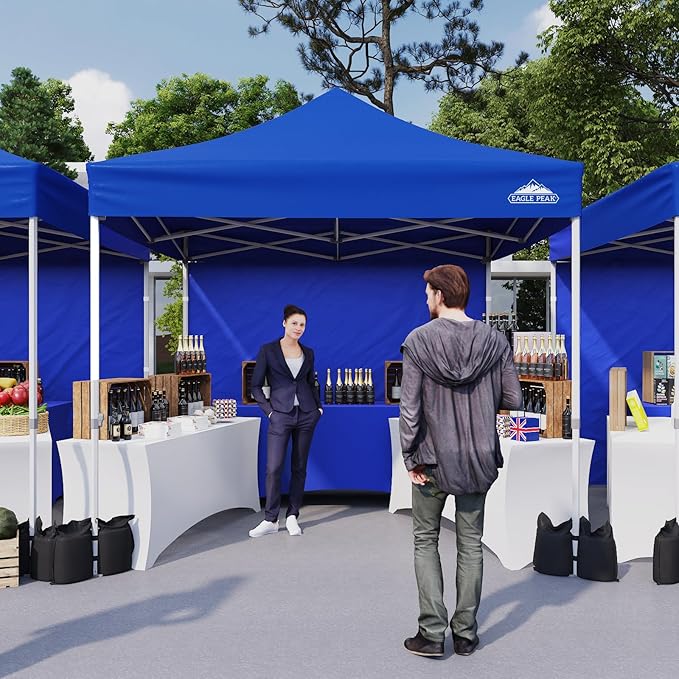 EAGLE PEAK 10x10 Heavy Duty Pop up Commercial Canopy Tent with One Removable Sidewall, Instant Sun