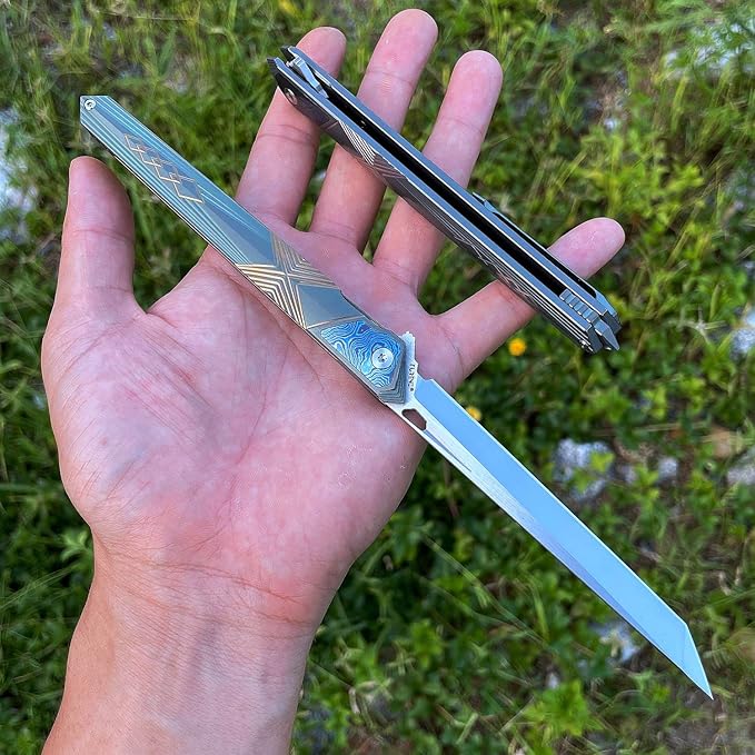 Folding Pocket Knife M390 steel folding knife with Front Flipper Opener,TC4 titanium handle with