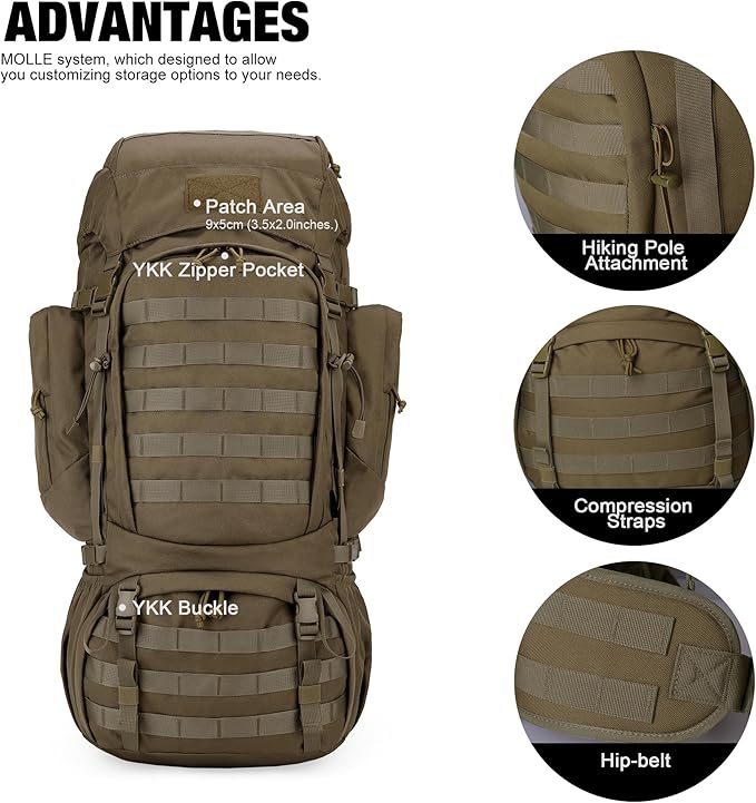 Mardingtop 60L Military Internal Frame Backpack for Hiking,Camping,Hunting,Rucksack Backpack with