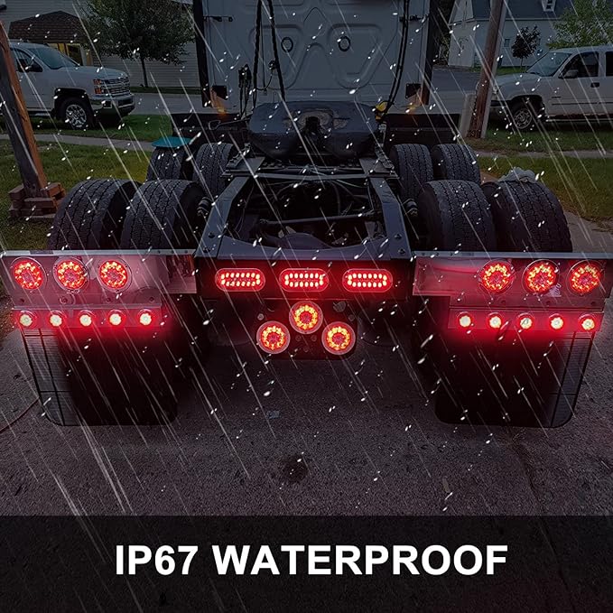 10Pcs 2 Inch Round Red LED Marker Lights 9 LED w/Reflectors, Multi Faceted 2 Inch Led Side Marker