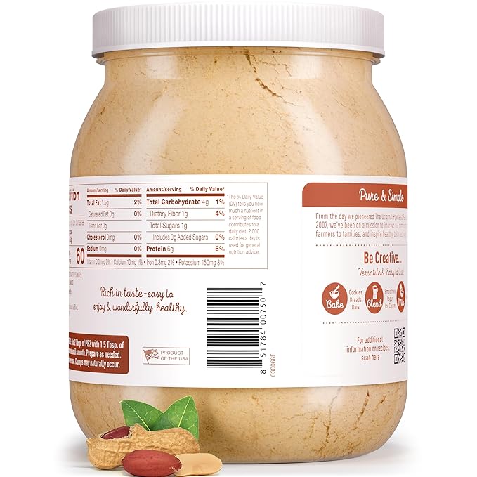 PB2 Pure Peanut Butter Powder - [2 lb/32 oz Jar] - No Added Sugar, No Added Salt, No Added