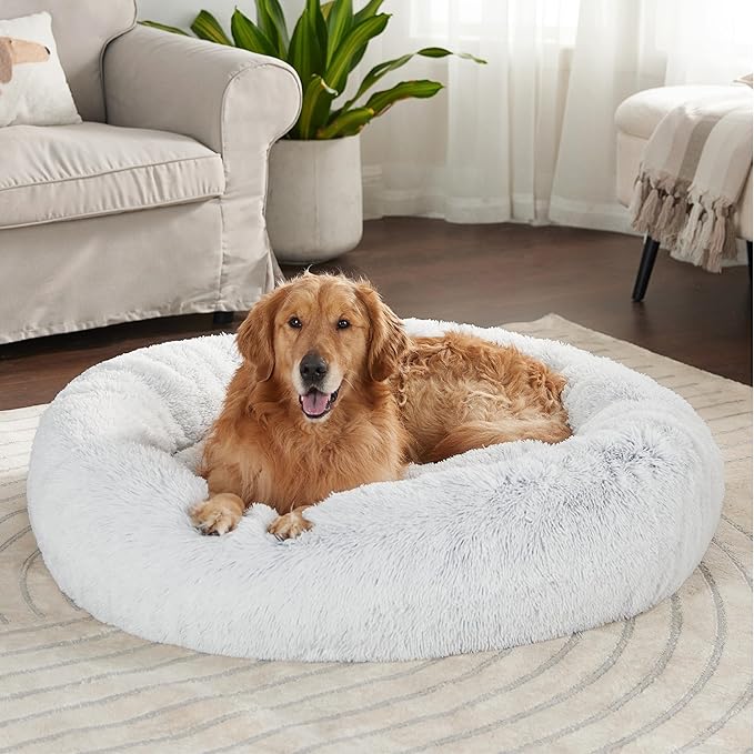 Bedsure Calming Dog Bed for Extra Large Dogs - Donut Washable Large Pet Bed, 45 inches Anti-Slip
