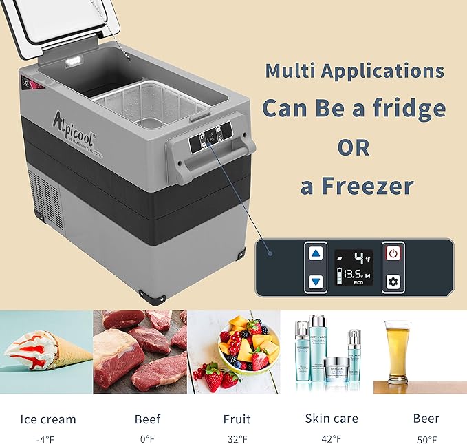 Alpicool LGCF55 Portable Refrigerator 12 Volt Car Freezer 52 Quart Mini Fridge Freezer (-4℉~68℉)