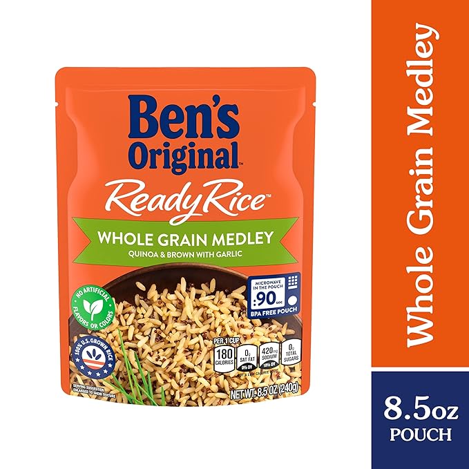 BEN'S ORIGINAL Ready Rice Whole Grain Medley Quinoa and Brown Flavored Rice, Easy Dinner Side, 8.5