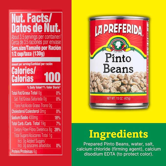 La Preferida Beans Pinto (Frijoles Pinto), 15-Ounce (Pack of 24)