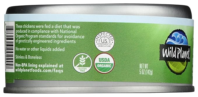 Wild Planet Organic Roasted Chicken Breast With Rib Meat, Skinless and Boneless, Sea Salt, Free