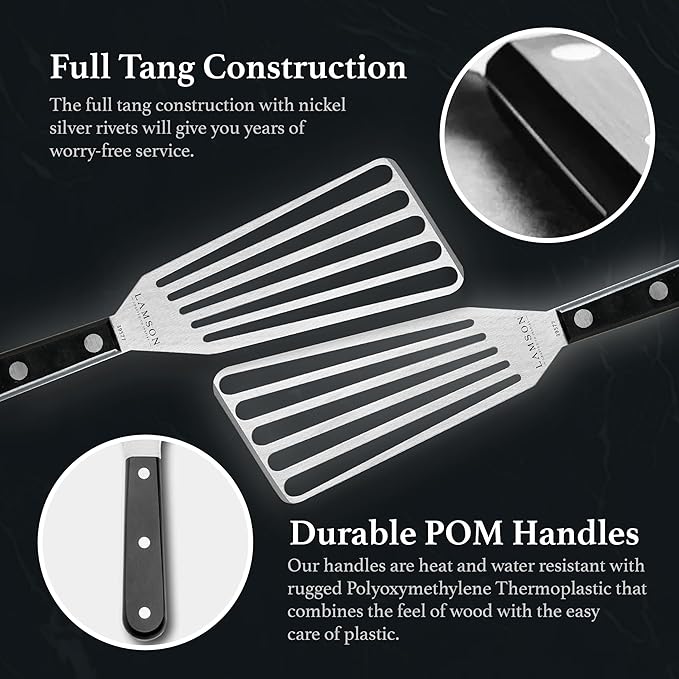 Lamson 3" x 6" Chef's Slotted Turner with Noir Ultra Durable Handle - Right Hand
