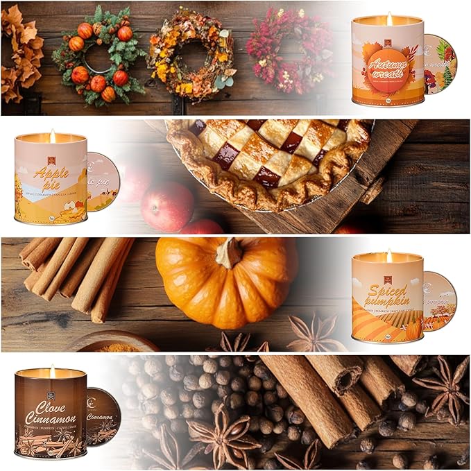 36oz Scented Fall Candles Set, 4Pack Aromatherapy Soy Wax Candles House Warming Halloween Birthday