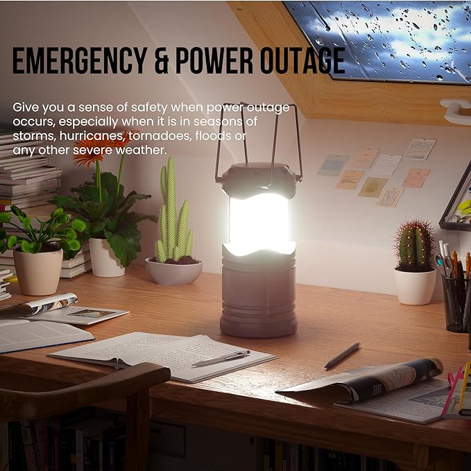 Lichamp LED Camping Lantern, 4 Pack Battery Powered Flashlight for Power Outages, Portable