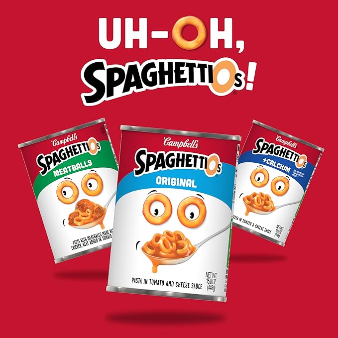 Campbell's SpaghettiOs Canned Pasta, Plus Calcium, 15.8 oz. Can