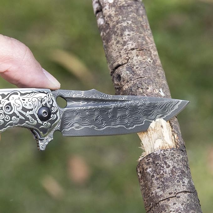 Handmade japanese vg10 damascus steel pocket knife,rosewood handle,sheath,liner lock,folding knives