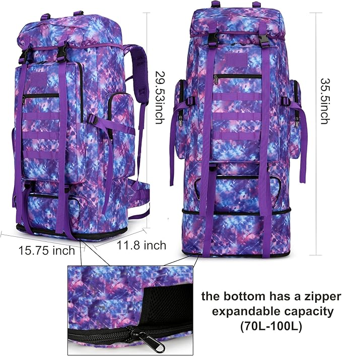 Hiking Backpack for Men 70L/100L Camping Backpack Military Rucksack Molle 3 Days Assault Pack for
