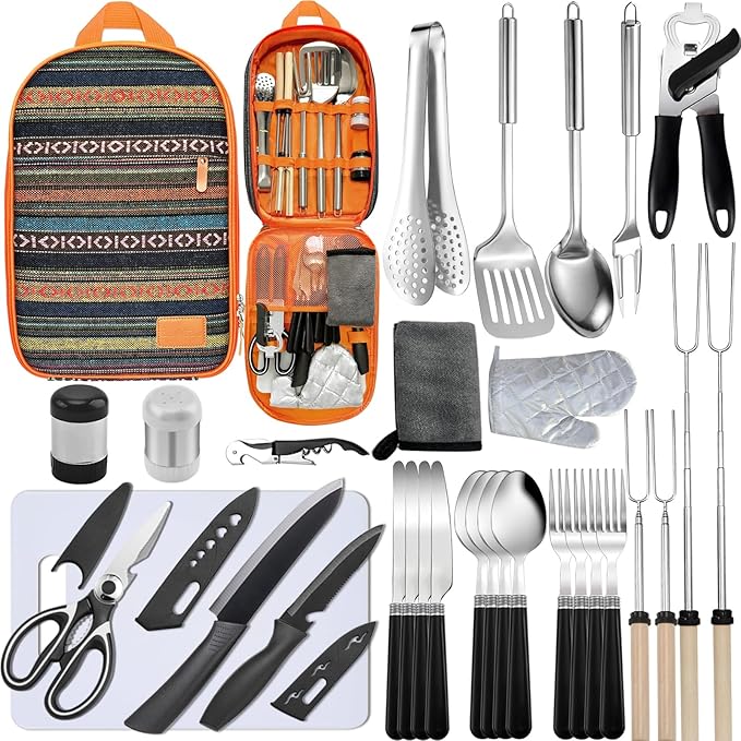 Camping Cooking Utensils Set - Camping Utensil Set Car Camping Cooking Essentials Gear for Camp