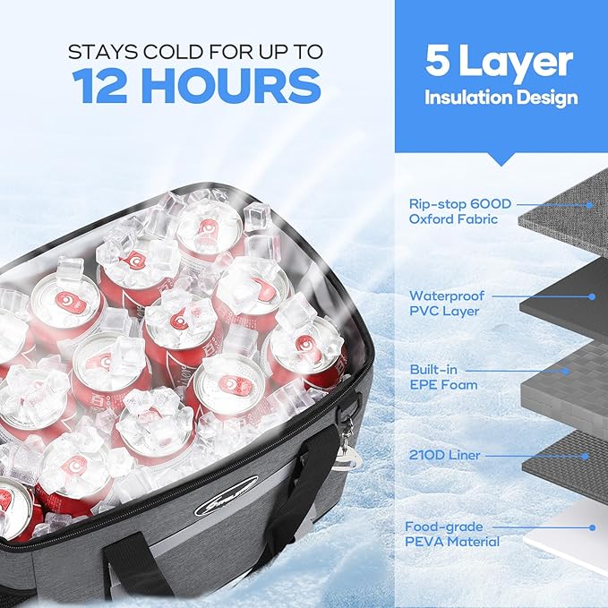 Maelstrom Collapsible Soft Cooler Bag, 24/30/60/75 Cans Beach Cooler, Ice Chest, Leakproof &
