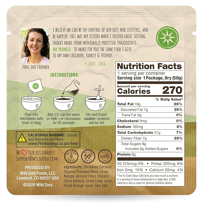 Wild Zora Instant Grain-Free Hot Cereal - Tasty Paleo Friendly Cereals, Instant Hot Meal, Breakfast