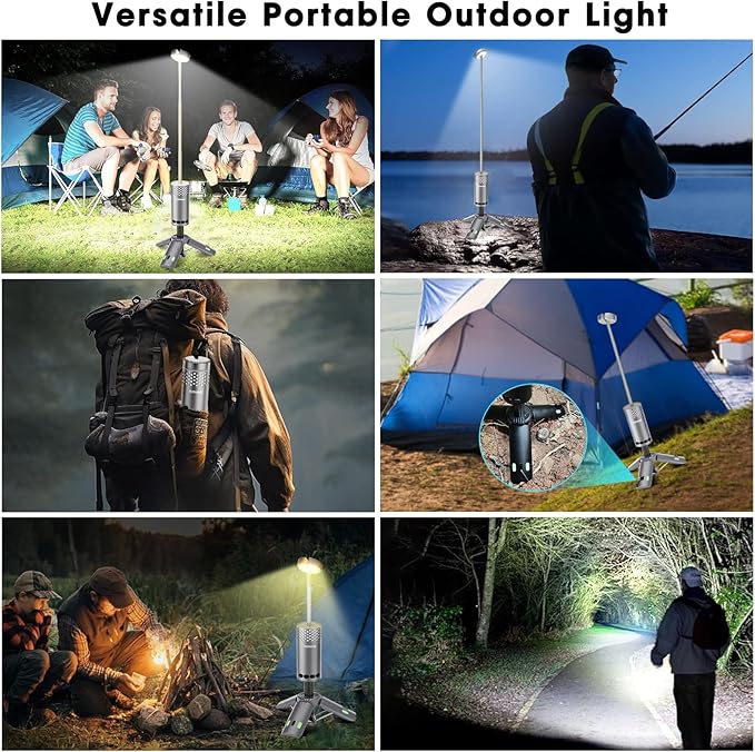 Camping Lights Rechargeable, Detachable Camping Lantern with Stand, Telescopic Waterproof Camp