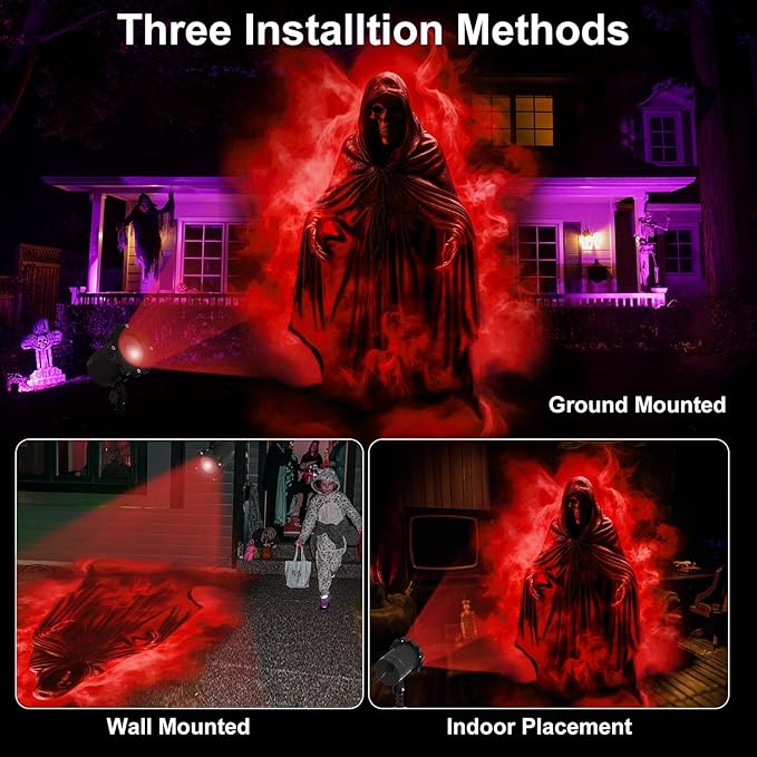 Treela Halloween Projector Lights Outdoor Indoor Dynamic Ghost Skull Lights Decoration Outside LED