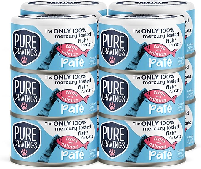 Pure Cravings Tuna and Salmon Pate, Canned Wet Cat Food, 100% Mercury-Tested, Moist Can Fish
