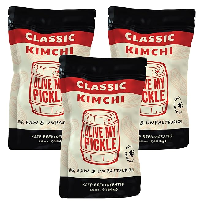 Olive My Pickle Organic Kimchi Fermented - 48 oz | 3 Pack of Classic Probiotic Napa Cabbage Kimchi