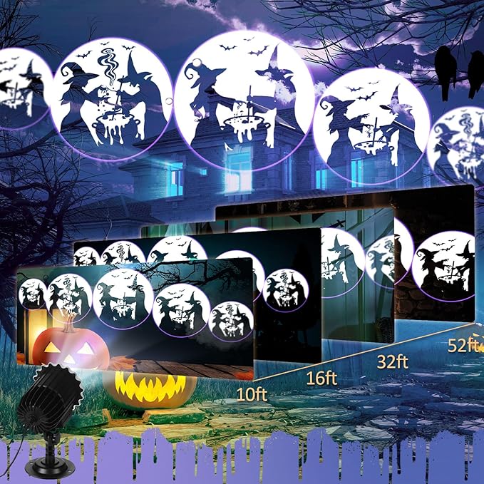Halloween Projector Light with 1 Film Slides Holiday LED Projector Lights Outdoor Reflectors
