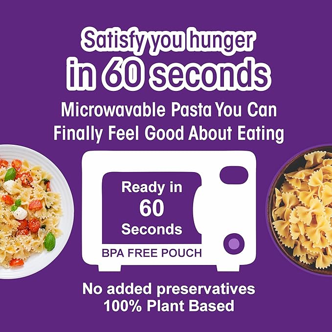 Pasta Zing Farfalle Pasta – Fully Cooked Bow Tie Pasta, Microwave Ready in 60 Seconds, Made with