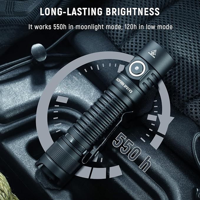 Sofirn SP31 V3.0 Tactical Flashlight Rechargeable, 2000 High Lumen Pocket Flashlight with Powerful