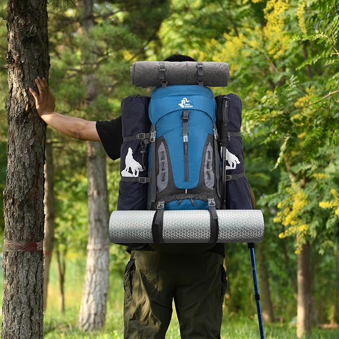Bseash 60L Hiking Camping Backpack with Rain Cover, Waterproof Large Capacity Outdoor Sport Travel