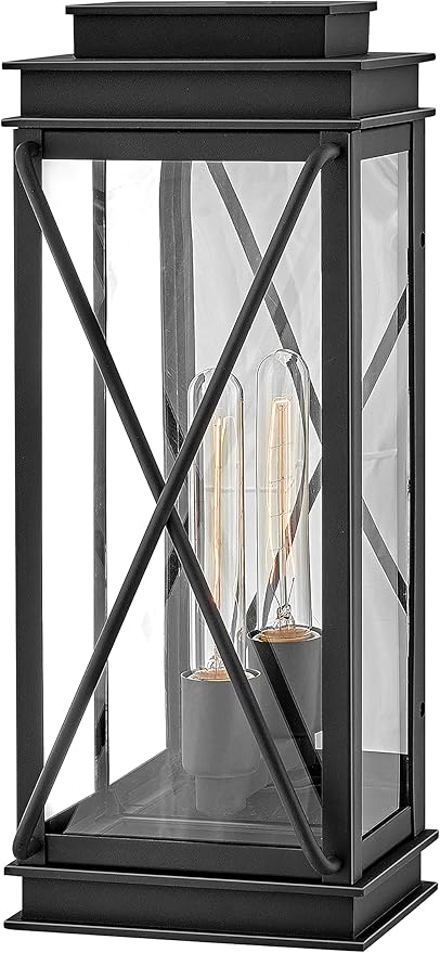 Hinkley Montecito Medium Wall Mount Outdoor Lantern - Modern, 1-Light, Aluminum, Clear Glass