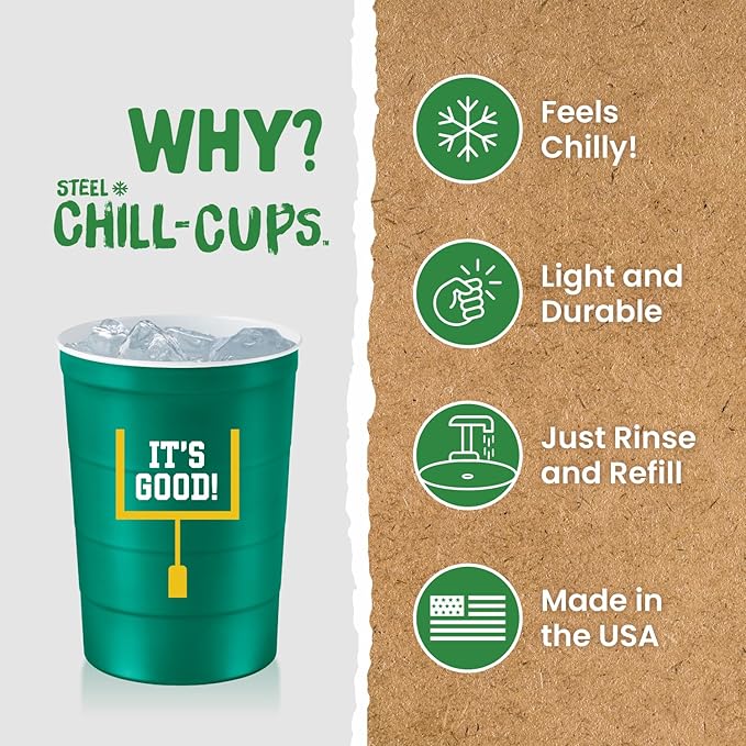 16 oz. Party Cup Football 'It's Good' Goal Post Design for Cold Drinks, Durable, Disposable