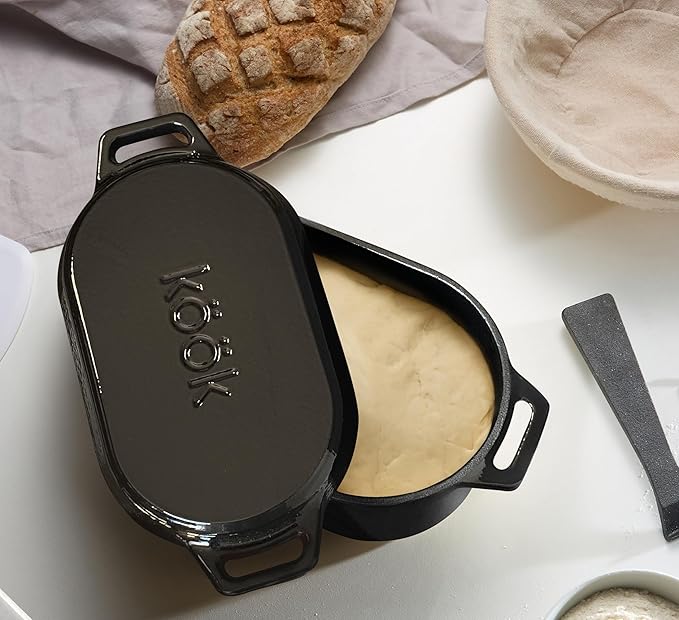 Kook Dutch Oven with Lid, Sourdough Bread Baking Supplies, Banneton Bread Proofing Set, Dual