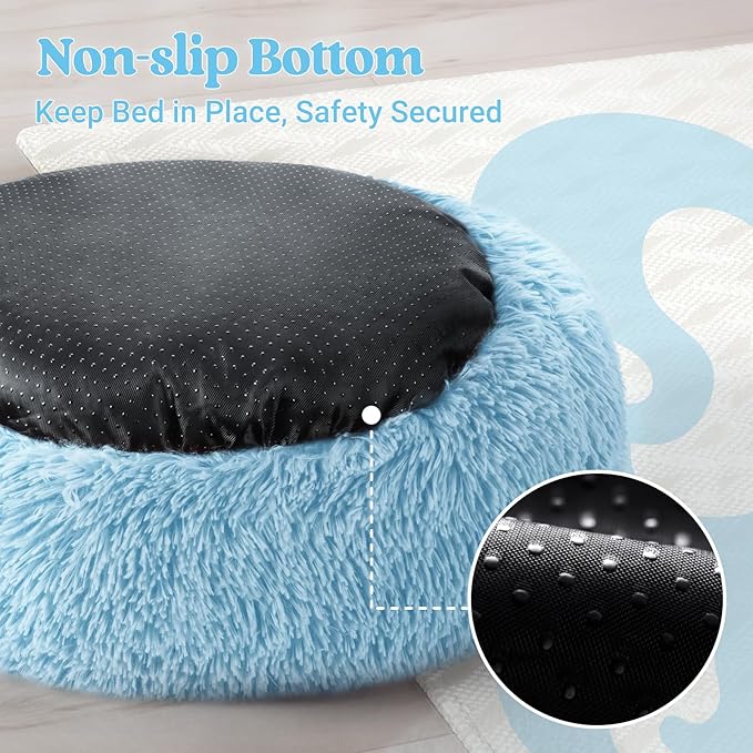 rabbitgoo Cat Beds for Indoor Cats, 20 inches Cat Bed Machine Washable, Fluffy Round Pet Bed