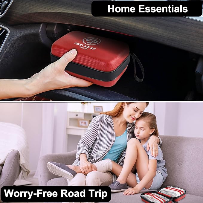 Premium First Aid Kit, 320 Piece Waterproof Hard Shell Eva First Aid Kit for Home, Camping, Cars