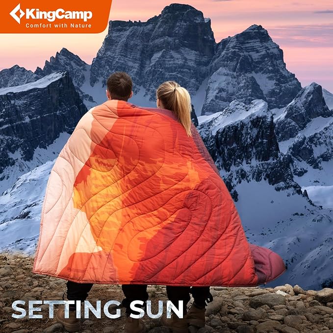 KingCamp Ultralight Camping Blanket, Packable Down Alternative Puffy Printed Wearable Blanket with