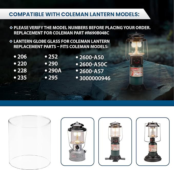 American Mantle Clear Straight Lantern Globe: CLG8500 (Replacement for CLMN R690B048C)