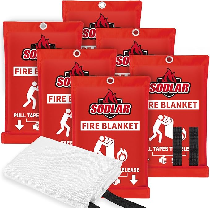 Fire Blanket Emergency for Home Kitchen - 6 Pack 40"x40" Fireproof Safety Protection Fiberglass