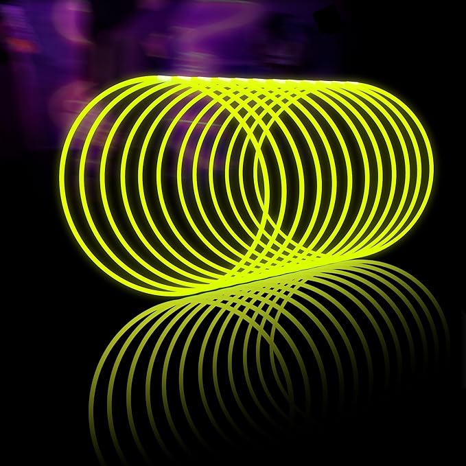 Glow Fever Glow Sticks Bulk 100ct 22'' Glow Necklaces with Connectors, Neon Light Sticks for Party