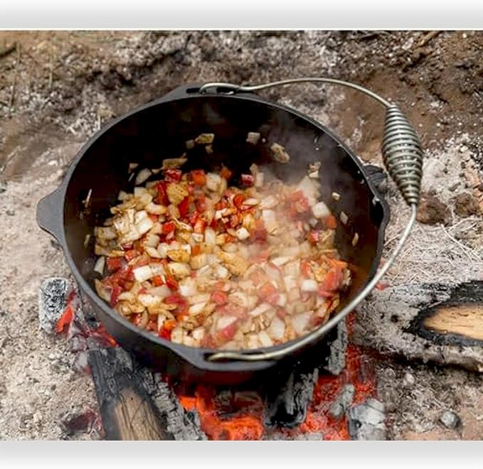 Cuisiland 4.5QT Cast Iron Dutch Oven with Dome Lid & Bail Handle – Pre-Seasoned Campfire Pot for