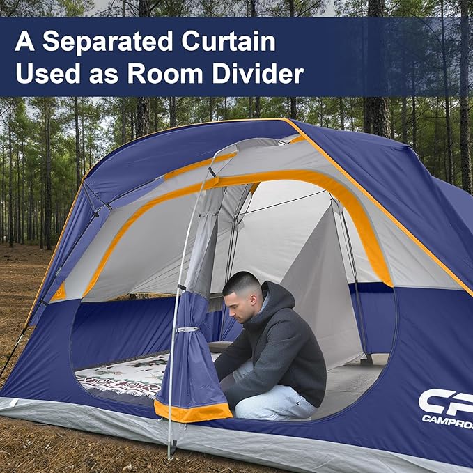 CAMPROS CP Tent 8 Person Camping Tents, Waterproof Windproof Family Tent with Top Rainfly, Large