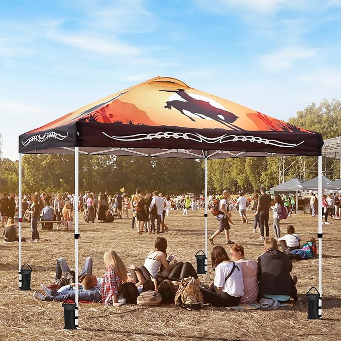 EAGLE PEAK Pop Up Canopy Tent with Wheeled Carry Bag, 8 Stakes, 4 Ropes, 4 Weight Bags, Easy Set Up