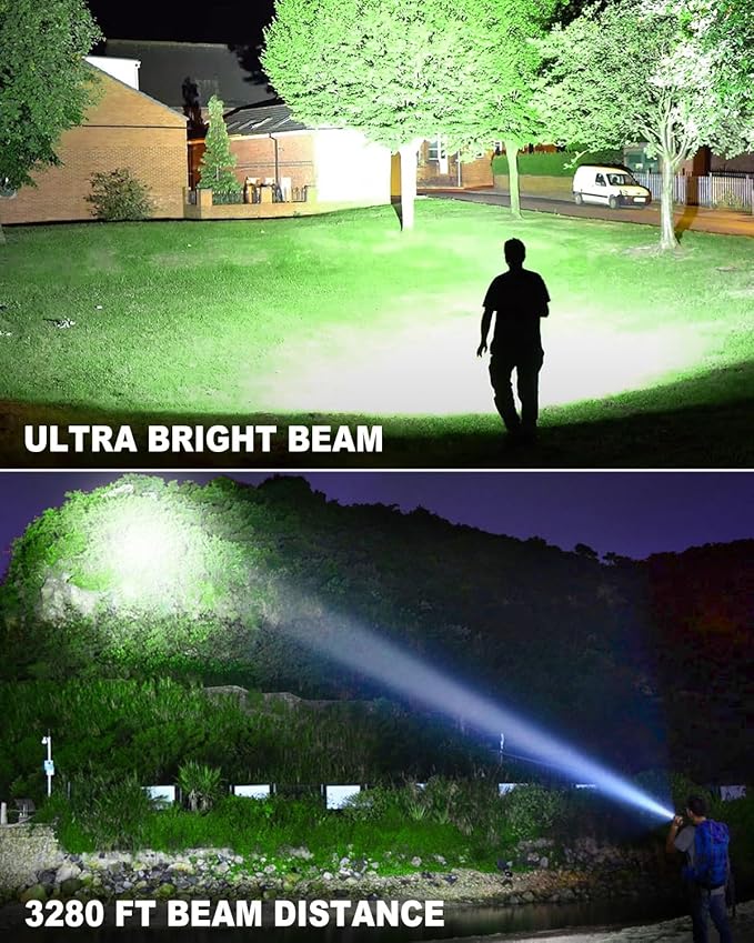 Rechargeable Flashlights High Lumens, 99,000 Lumen Super Bright Flashlight, 2pack Led High Powered