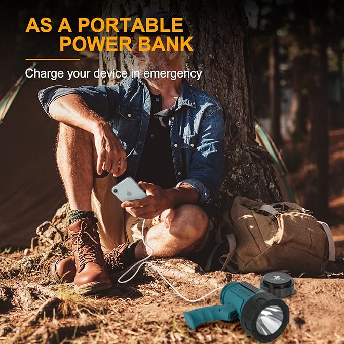 YIERBLUE Rechargeable Spotlight Flashlight IP67 Waterproof with 90,000 Lumen LED, 12 Hours Long