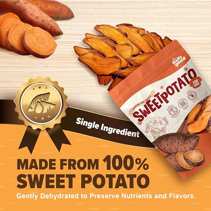 Sweet Potato Chews for Dogs- 100% All-Natural Single Ingredient Dog Treats- Crispy & Crunchy