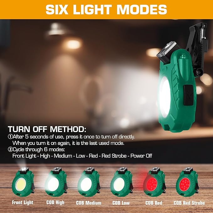 EverBrite 2 Pack COB Keychain Work Light, Mini Rechargeable Magnetic Keychain Light, Sensor Mode