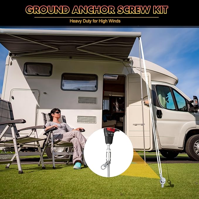 Zhengmy 24 Pcs Ground Anchors Screw in, 12 Inch Heavy Duty Tent Stakes with Trampoline Anchor Hook